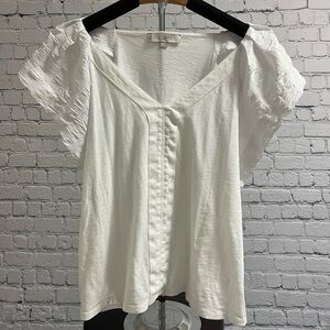 Loft flutter sleeve white cotton tee size L